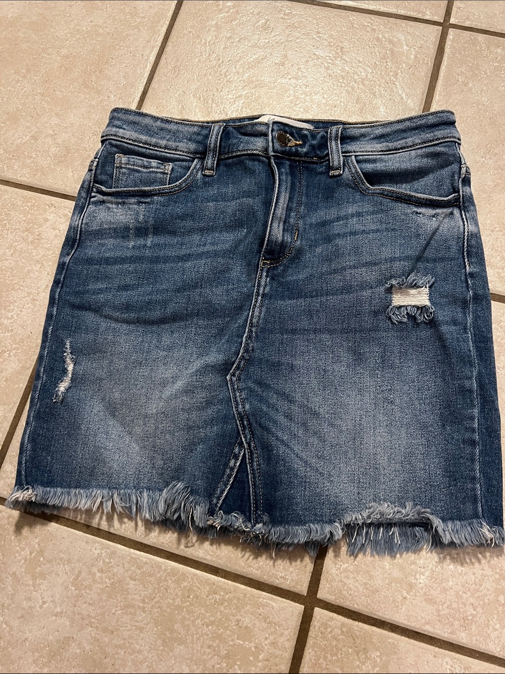 KanCan Distressed Denim Mini Skirt - Blue